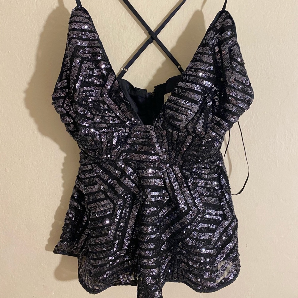 Forever 21 Sequin Black Tank Top